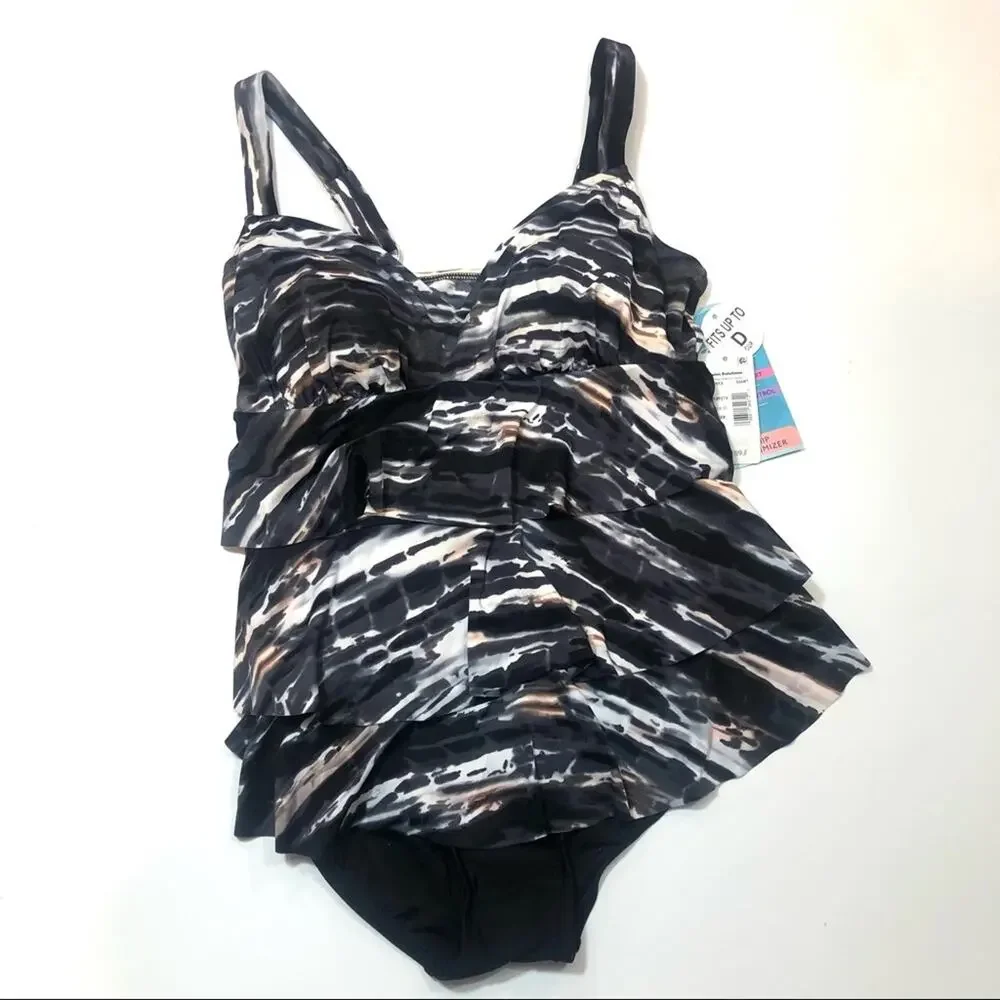 Swim Solutions Triple Tiered One-Piece Swimsuit